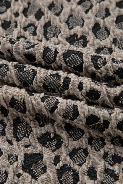 Leopard Jacquard Half Sleeve & Jumper Wide Leg Pants