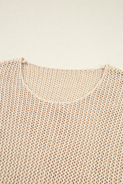 Solid Crochet Hollow-Out Sweater