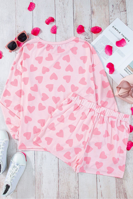Valentine Heart Top & Shorts Lounge Set