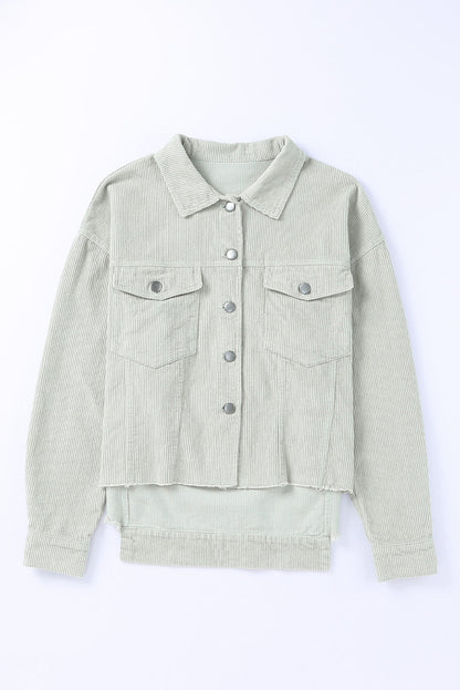 Raw Hem Crop Corduroy Jacket