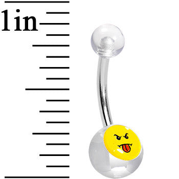 Clear Acrylic Rude Smiley Belly Ring