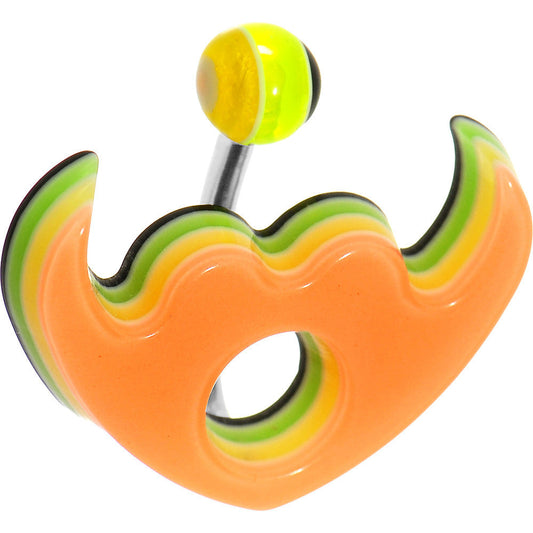 Orange Acrylic Multi Layered Tribal Winged Heart Belly Ring