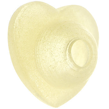 Light Yellow Silicone Heart Glow in the Dark Barbell Cap