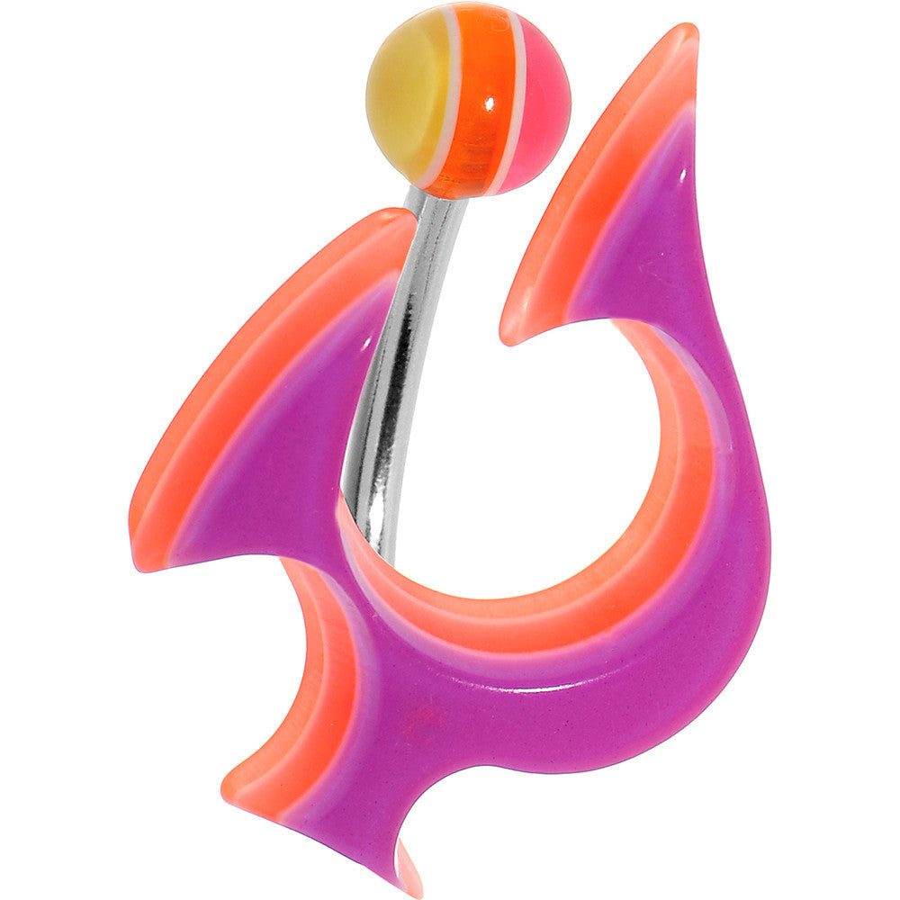 Fuchsia Pink Acrylic Multi Layered Tribal Lightning Belly Ring