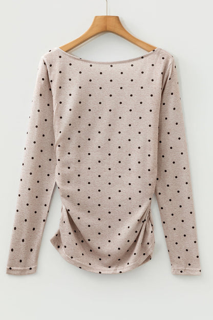Polka Dot Boat Neck Knit Long Sleeve