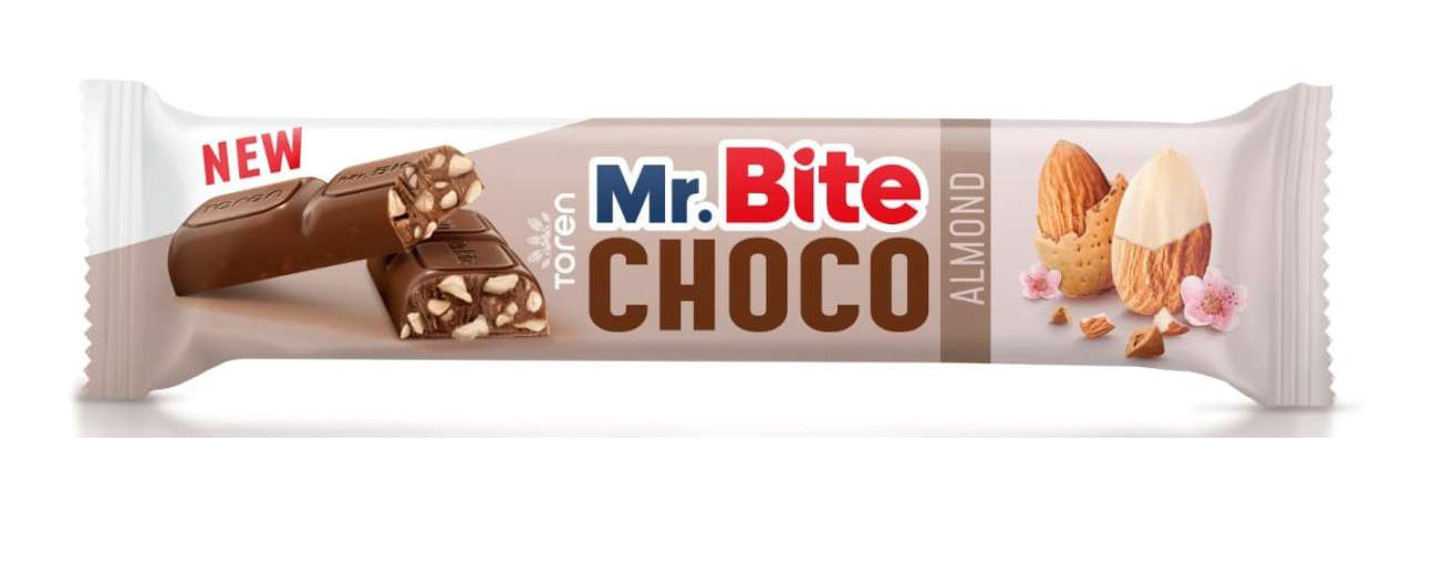 Mr. Bite choco milk chocolate with almond 20g 24pk