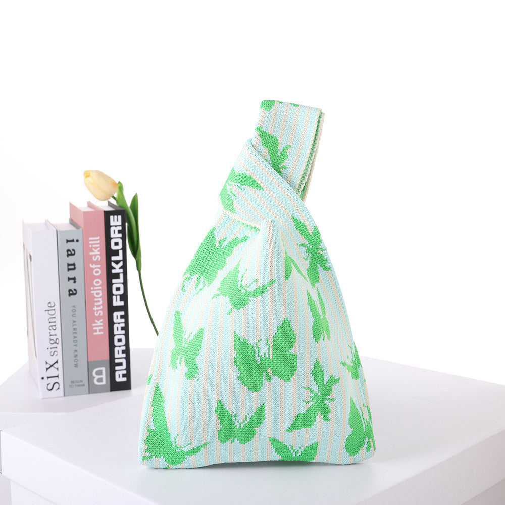 Checkerboard Knitted Shopping Tote