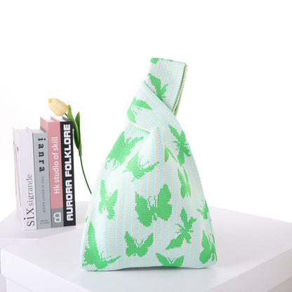 Checkerboard Knitted Shopping Tote