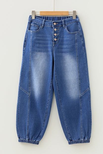 4 Buttons Front Tapered Loose Fit Jeans