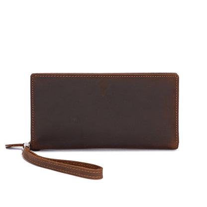 Men's Crazy Horse Leather Zipper Wallet