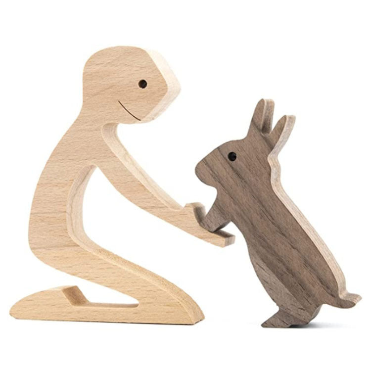DIY Wooden Dog Figurine Sculpture Home Decor