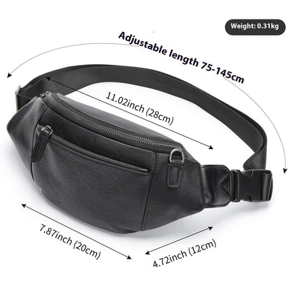 Men's First Layer Cowhide Messenger Chest Bag