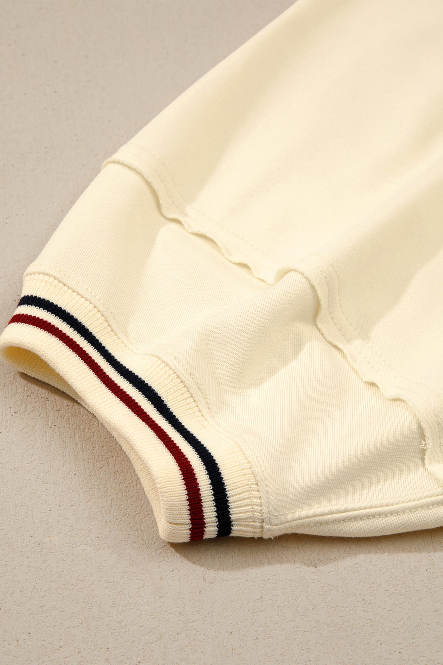 Varsity Stripe Neckline Cuff Short Sleeve Tunic