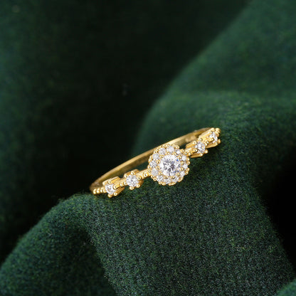 Lux Flower Rhinestone 925 Silver Proposal Ring