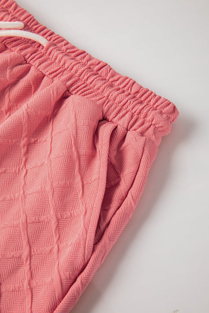 Checkered Textured Tee and Drawstring Shorts