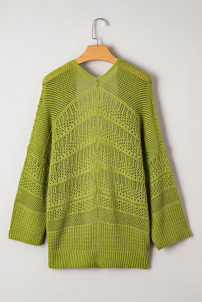 Crochet Knit Oversize Open Front Cardigan