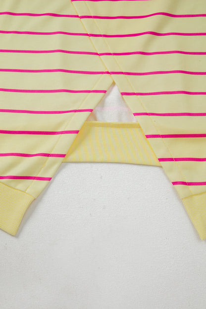 Stripe Overlap Drop Shoulder Pullover Sweatshirt