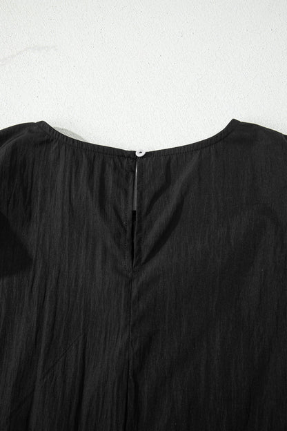 Contrast Trim Ruffle Short Sleeve Blouse