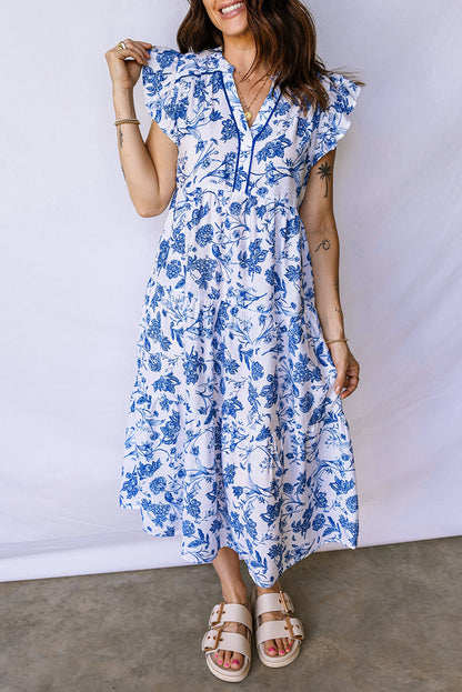 Floral Ruffled Tiered Midi Dress