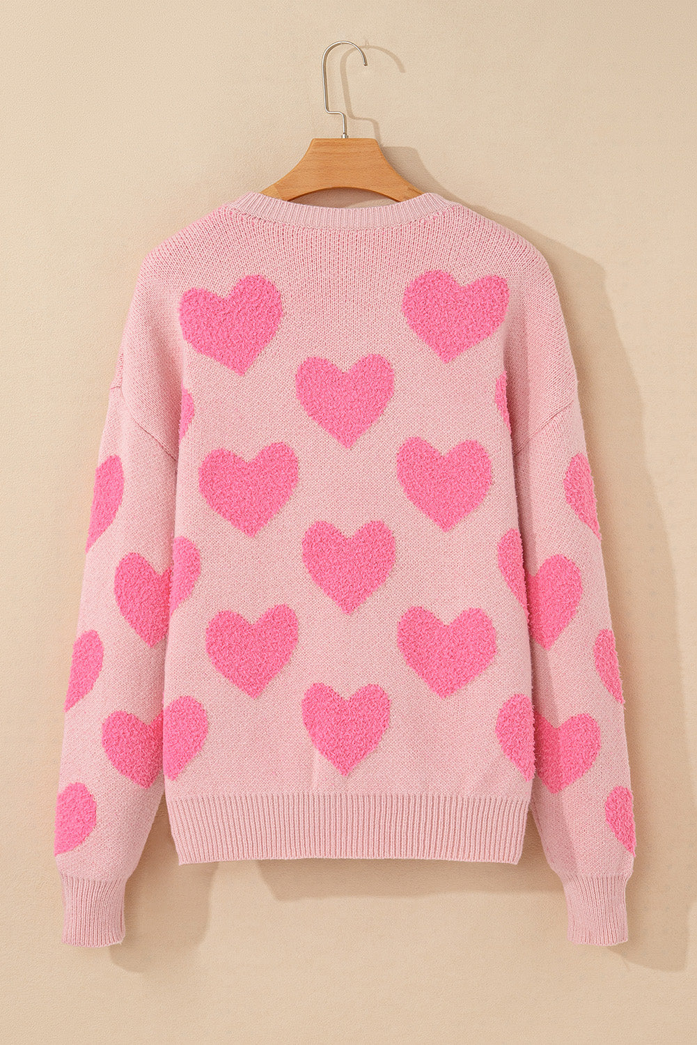 Valentine Heart Colorblock Textured Knit Sweater
