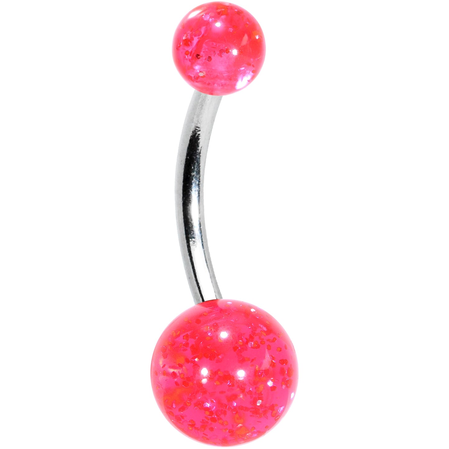 Pink Acrylic GLITTER Banana Belly Ring Body Jewelry