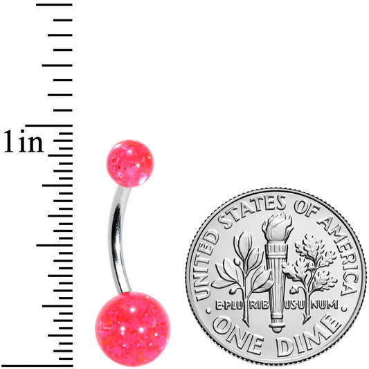 Pink Acrylic GLITTER Banana Belly Ring Body Jewelry