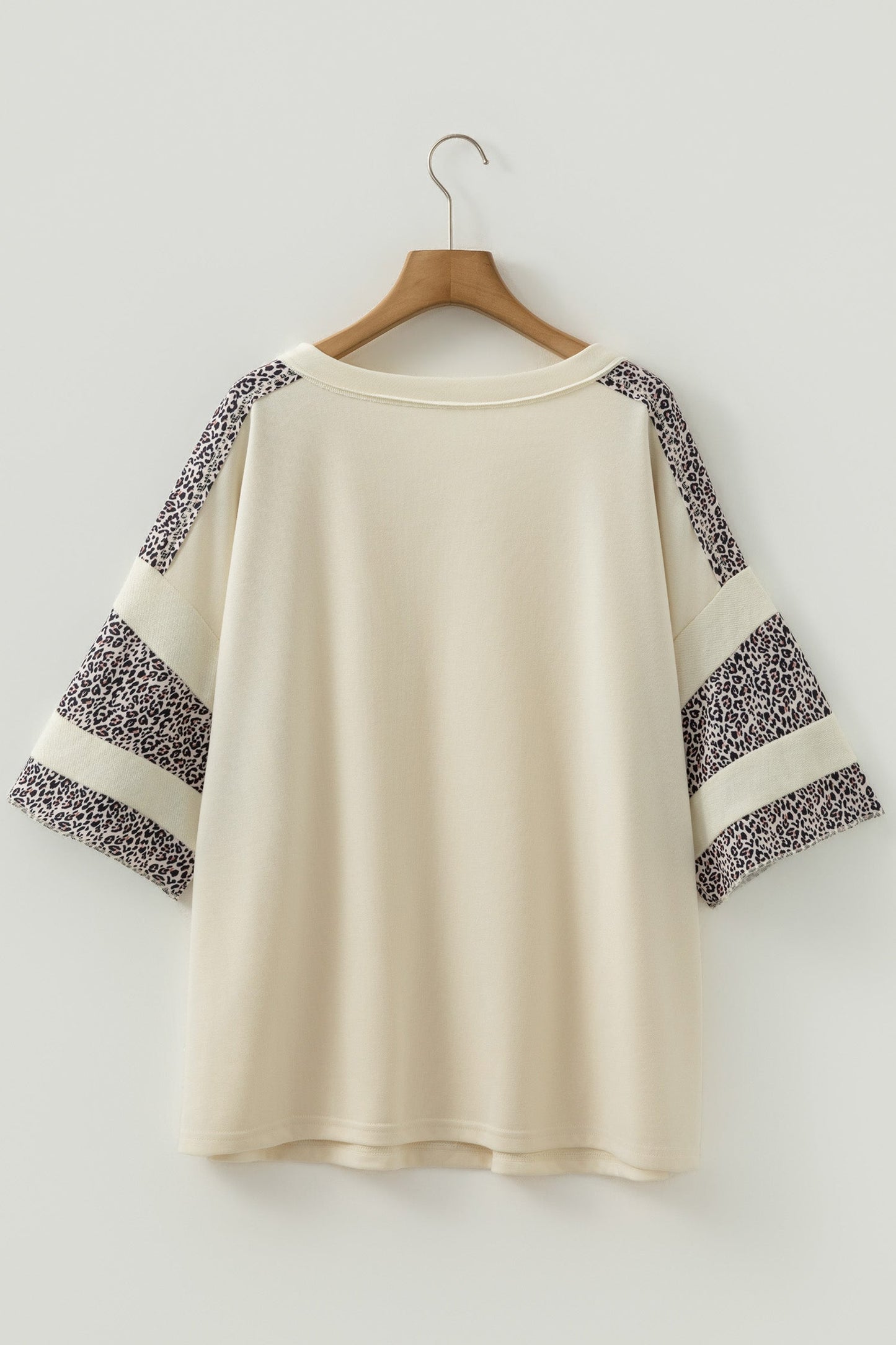 V-Neck Expose Seam Patchwork Half Sleeve Top