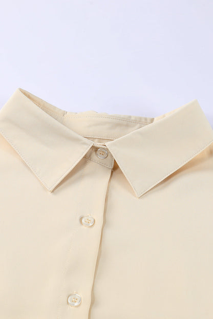 Solid 3/4 Puff Sleeve Oversize Shirt