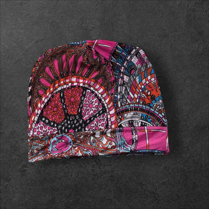 Mandala Mosaic Slouch Beanie – Upcycled Everyday Hat