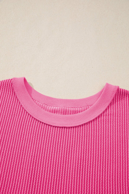 Spiral Ribbed Cutout Bow Knot Back T-Shirt