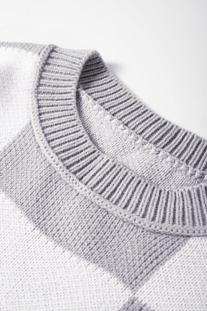 Checker Bishop Sleeve Sweater