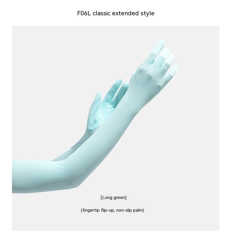 Nylon Ice Silk Long Sun Protection Gloves