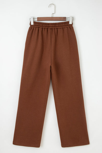 Leopard Drawstring Fleece Lined Elastic Waist Pants