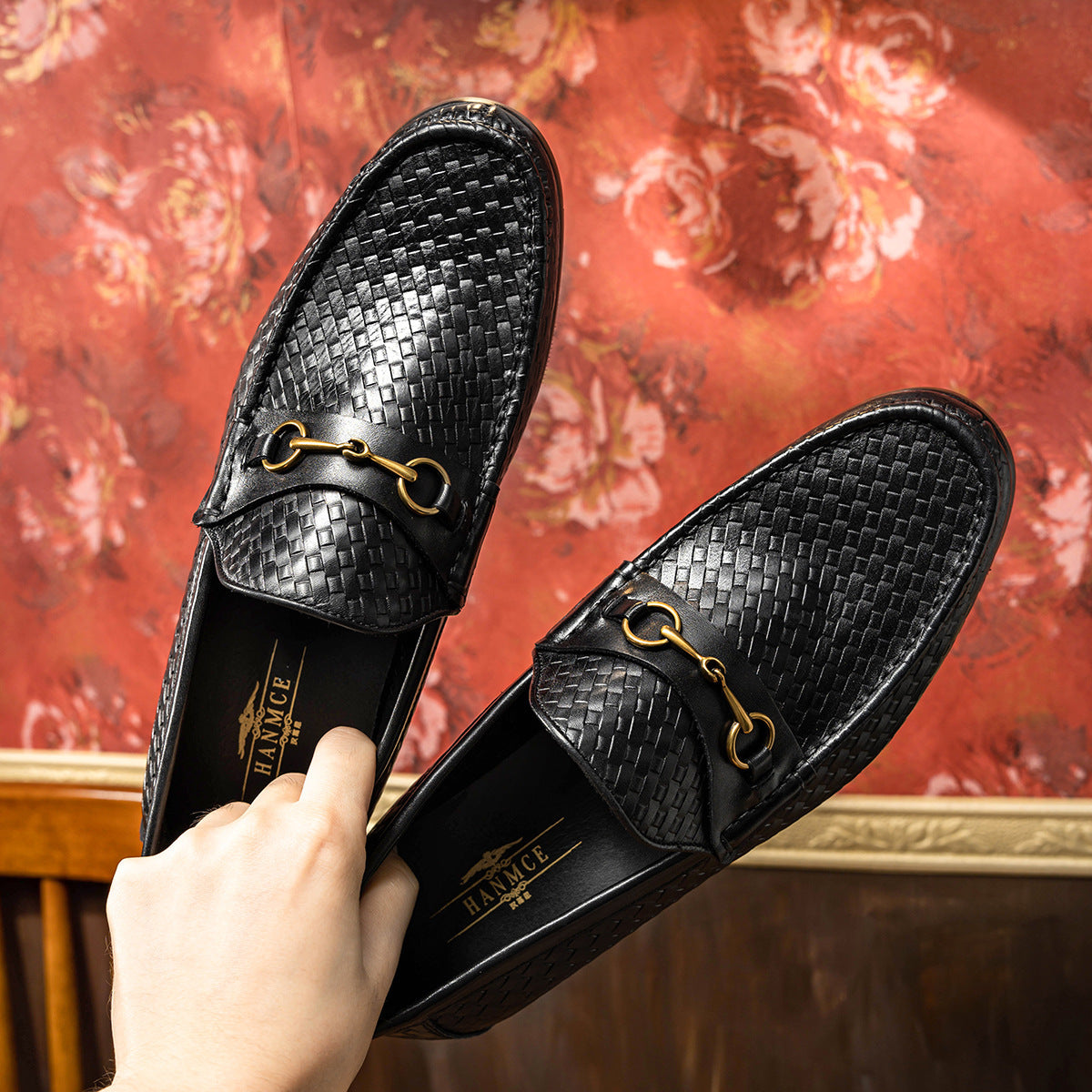 Men's Woven Leather Loafers