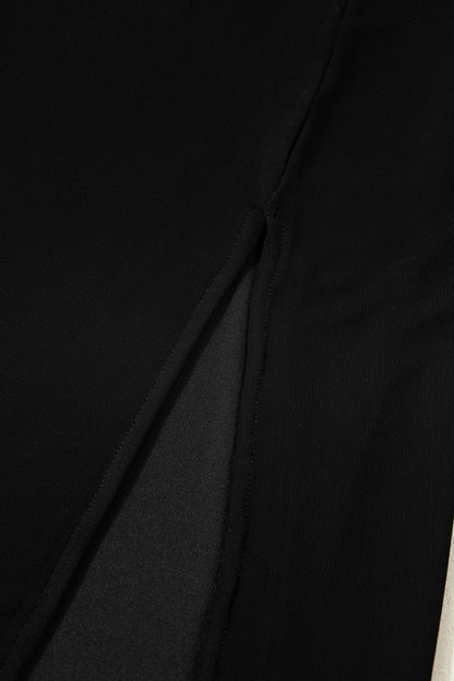 Sheer Mesh Twisted Knot Side Slit Dress