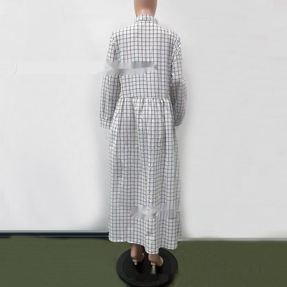 European And American Fashion Elegant Long Loose Lapels Large Swing Dress