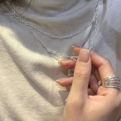 925 Sterling Silver Korean Style Tag Clavicle Chain