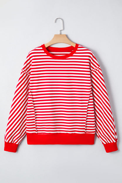Stripe Reverse Seam Drop Shoulder Top