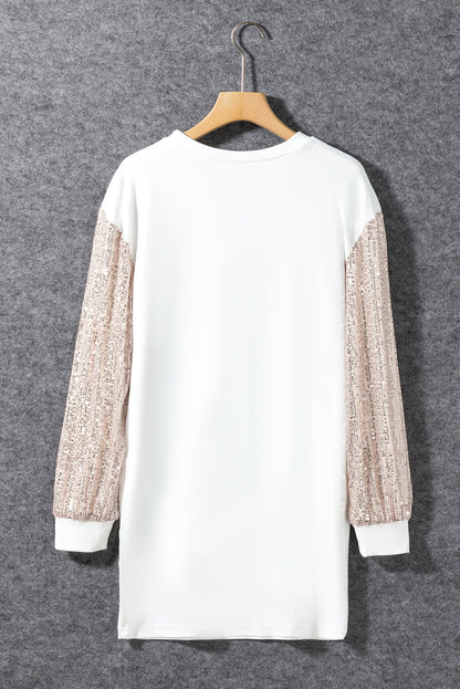 Valentine Sequin Patchwork Puff Sleeve Mini Dress