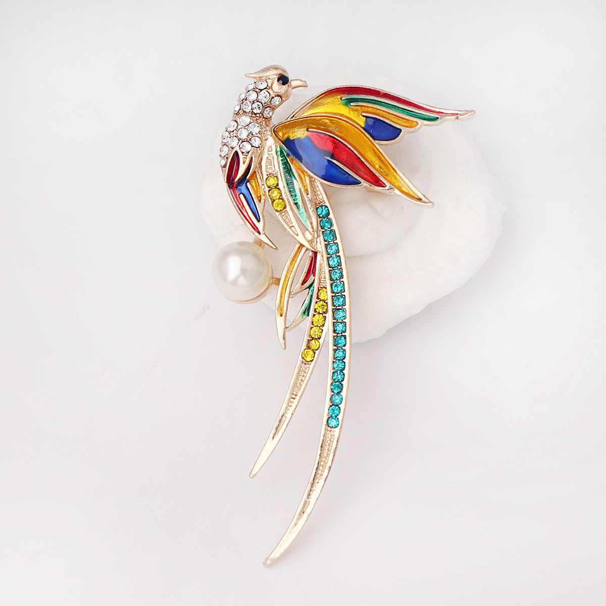 Hummingbird Phoenix Peacock Oil Drip Brooch