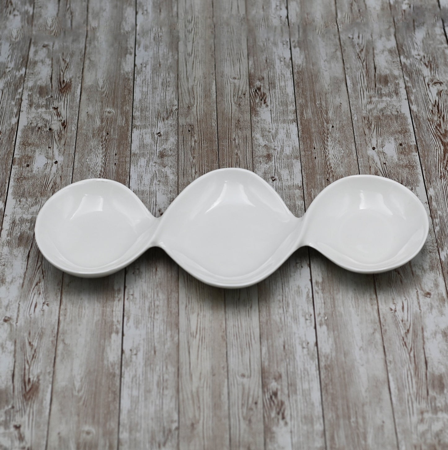 White Divided Sauce Dish 14.5" inch | 37 Cm