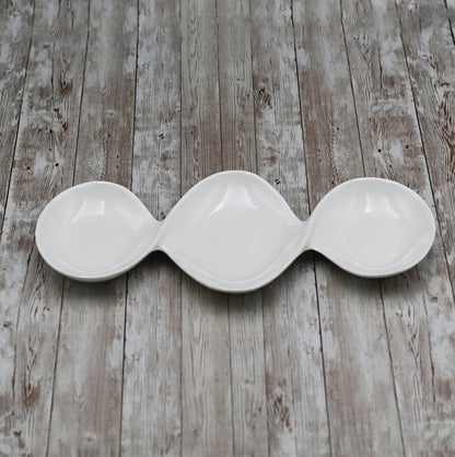 White Divided Sauce Dish 14.5" inch | 37 Cm