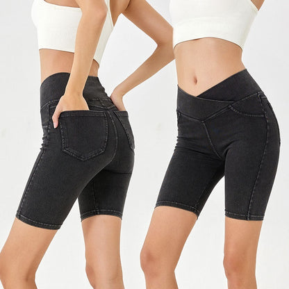 Cross High Waist Sports Cycling Shorts