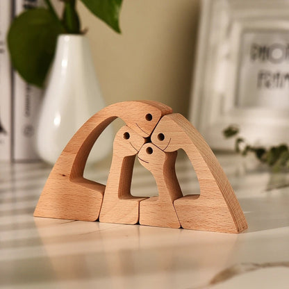 DIY Wooden Dog Figurine Sculpture Home Decor
