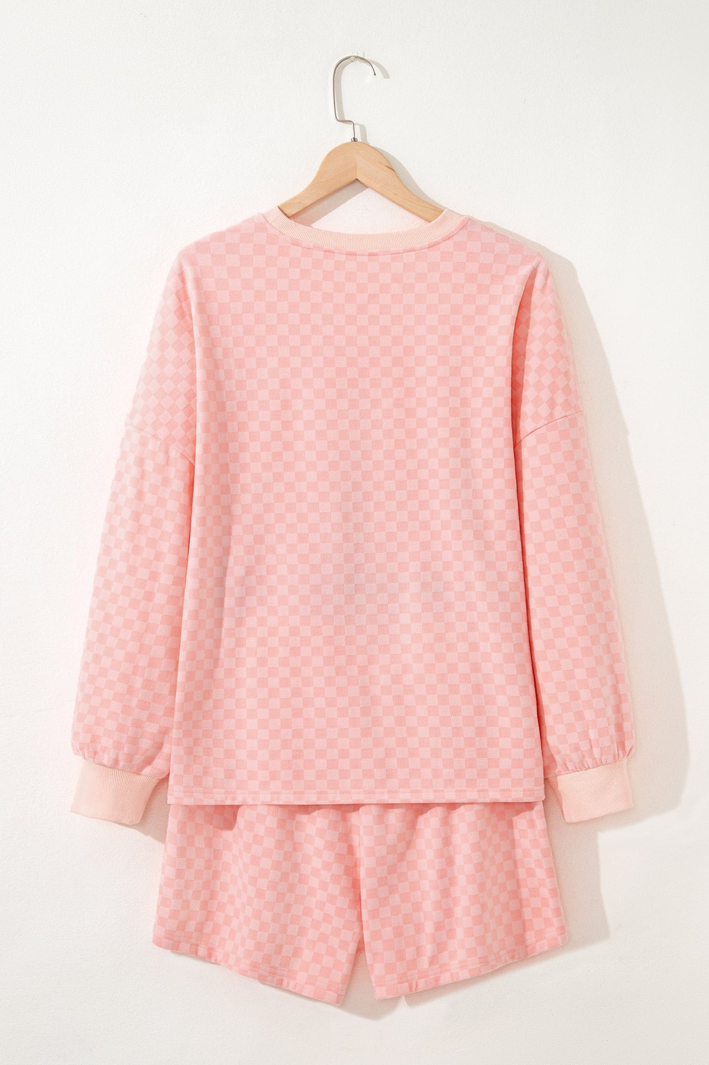 Checker Long Sleeve Pullover and Shorts Set