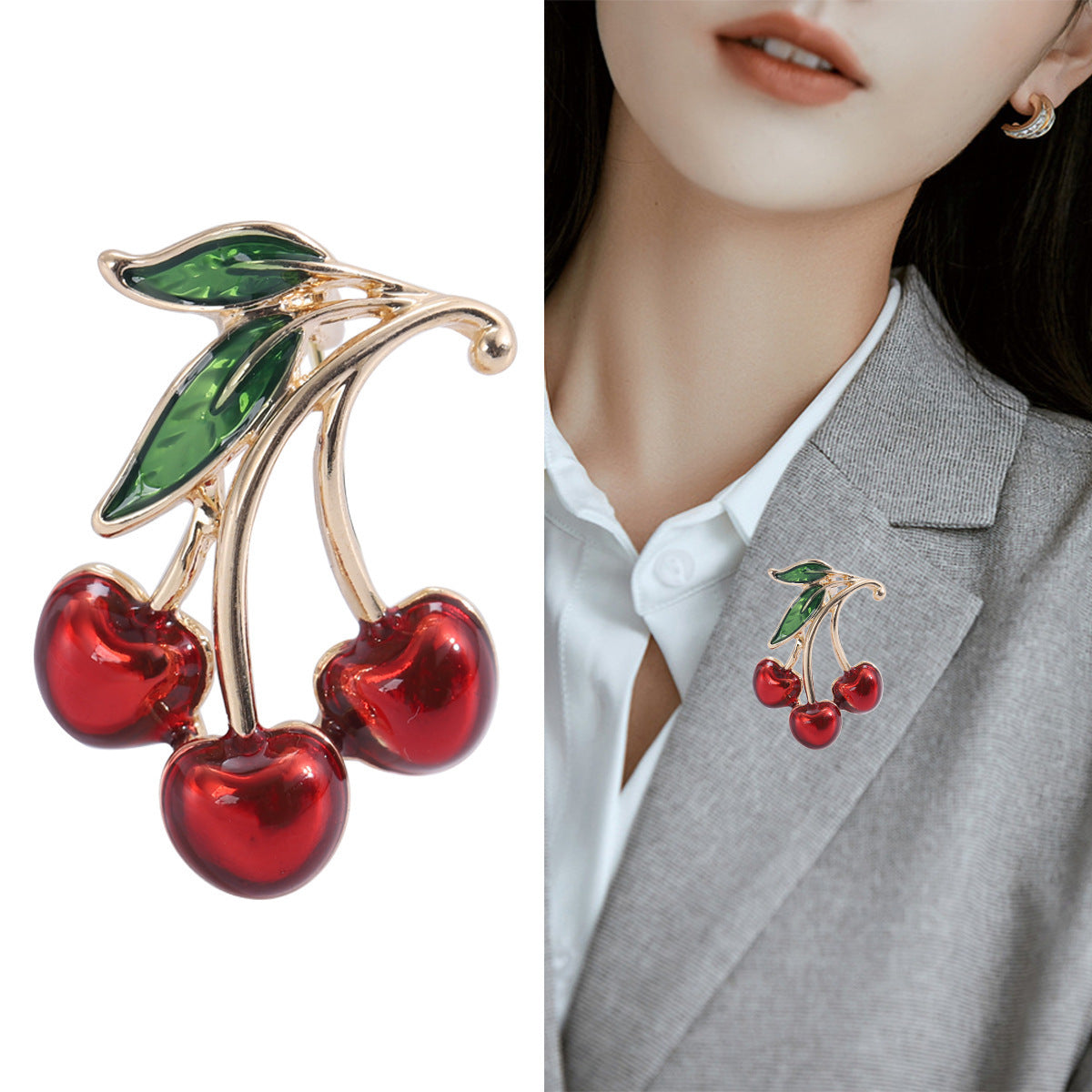 Red Dripping Cherry Clothing Brooch