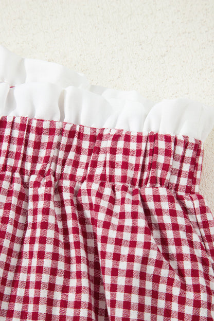 Plus Size Contrast Trim Plaid Shorts
