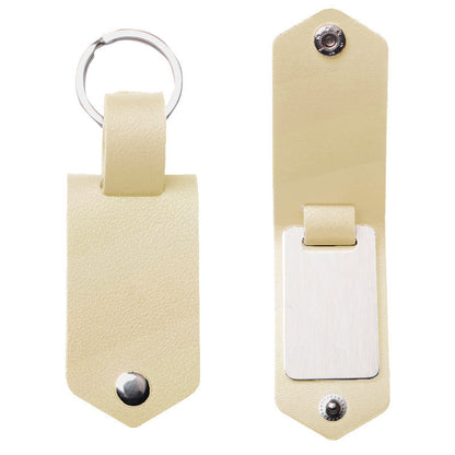 Laser Engraved Stainless Steel Leather Keychain