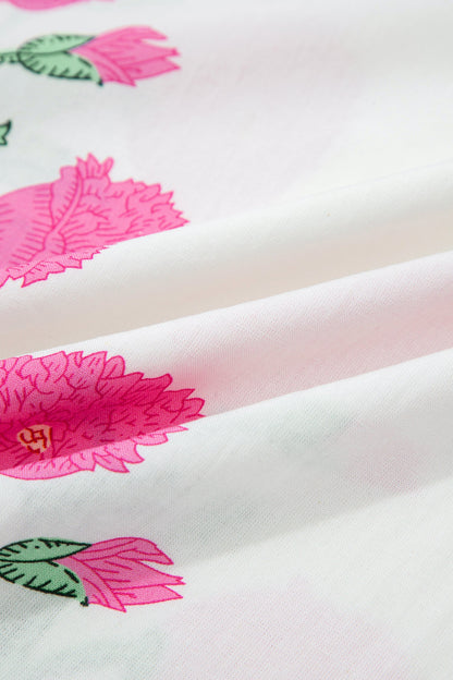 Wild Flower Contrast Trim Scallop Short Sleeve Blouse
