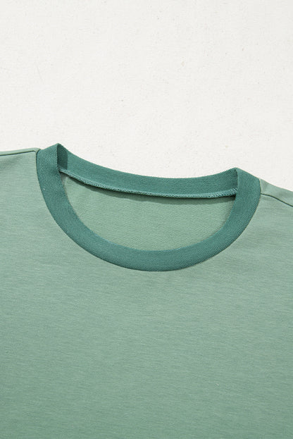 3/4 Sleeve Raw Seam High-Low Side Top